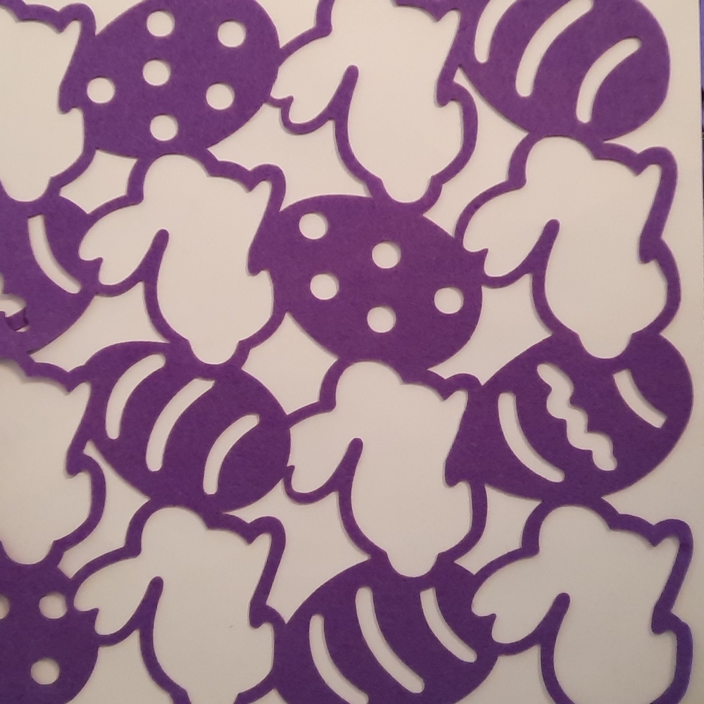 Table Runner Bunny Rabbit Egg Easter Felt 54" Purple Adorable Home Decor NWT